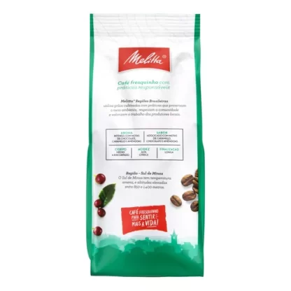 Foto do verso da embalagem de Café Melitta Gourmet Sul de Minas Pouch 250g