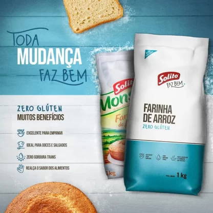 Banner do produto Farinha De Arroz Solito 1kg Zero Glúten - Benefícios