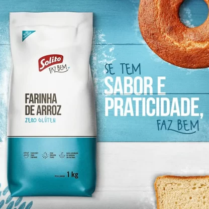 Banner do produto Farinha De Arroz Solito 1kg com uma frase positiva