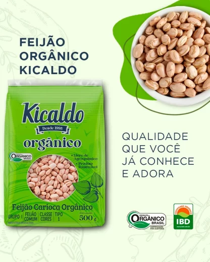 Banner do produto Feijão Carioca Orgânico Tipo 1 Kicaldo 500g